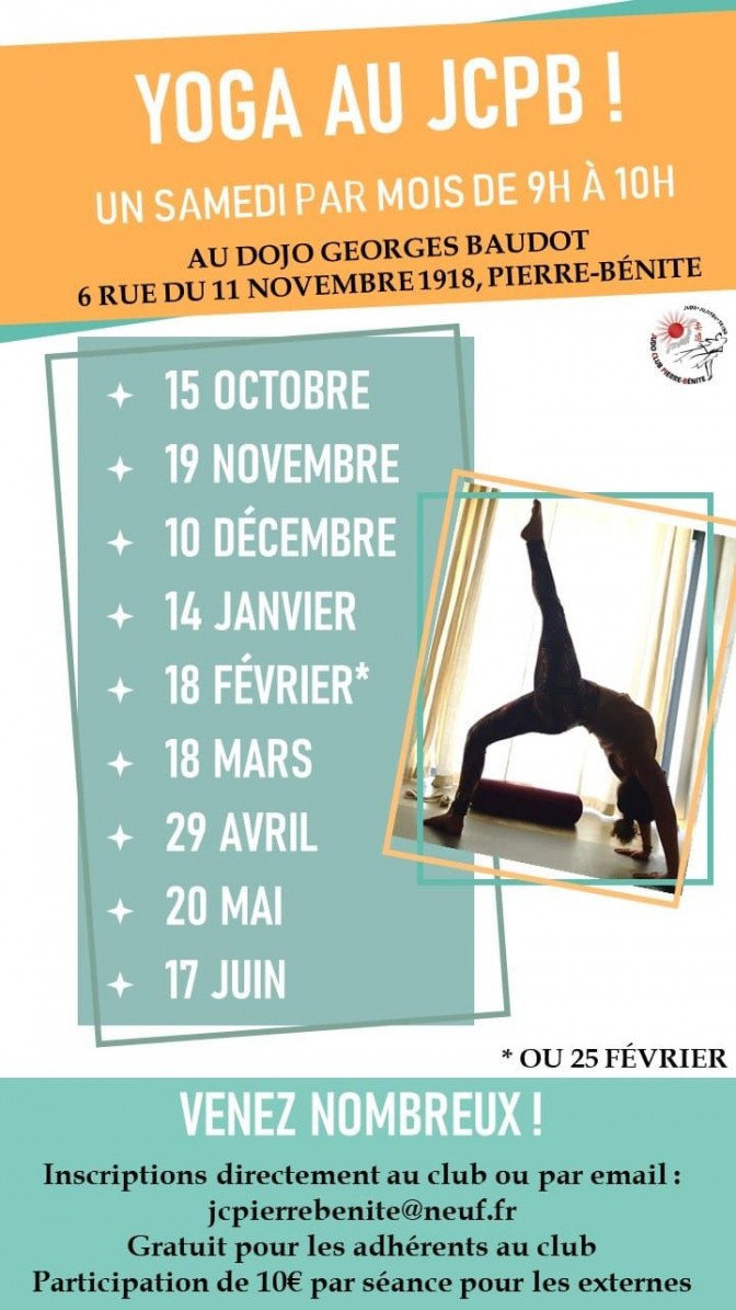 Image de l'actu 'Les cours de yoga mensuels commencent dès le 15 octobre au JCPB avec Marie !'